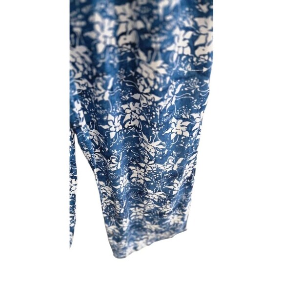 Soft Surroundings Jumpsuit Blue Floral Belted Womens Large Button Front Wide Leg - Picture 7 of 7